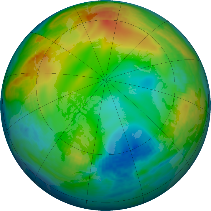 Arctic ozone map for 21 December 1986